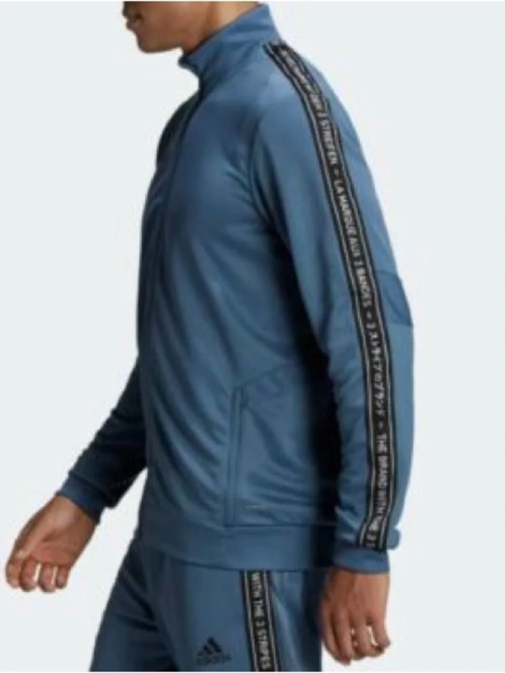 adidas Men's Dusty Blue Full-Zip Track Jacket with Black Trim